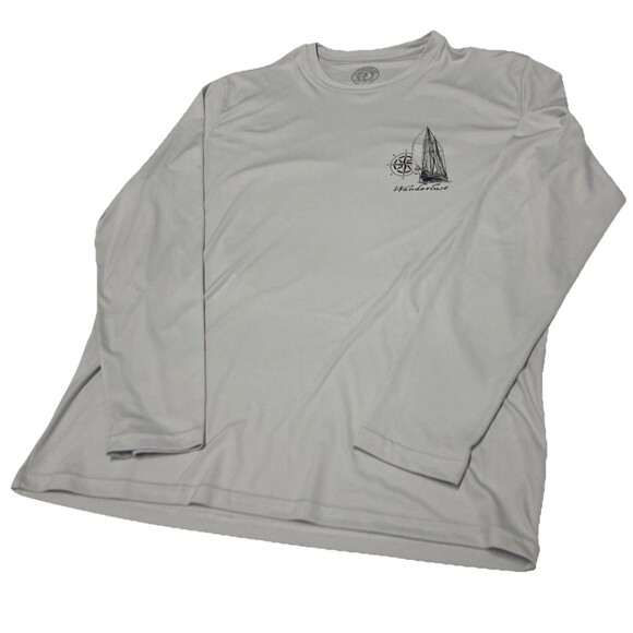 Vapor Apparel Long Sleeve Wanderlust Fishing Swim Shirt Size XL Gray UPF 50+ - Picture 5 of 11